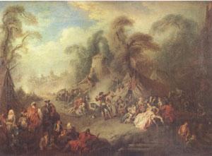 Pater, Jean-Baptiste A Country Festival with Soldiers Rejoicing (mk05) France oil painting art